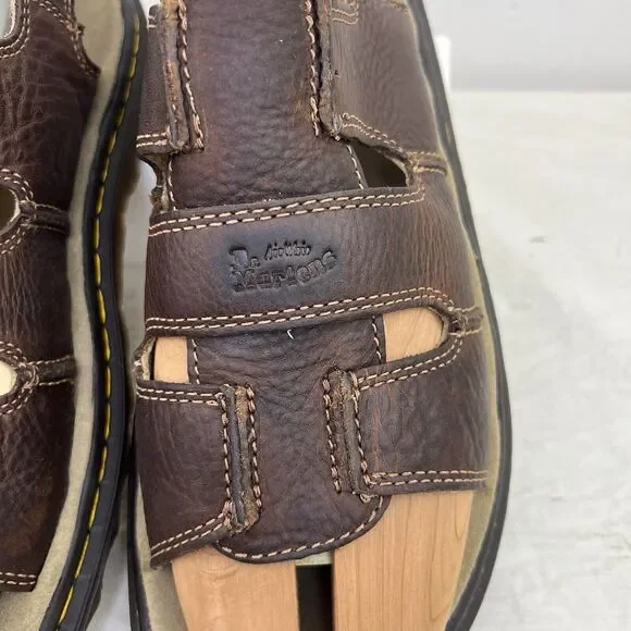 Dr. Martens Men Sz 11 Vtg Y2K Brown AirWare Chunky Fisherman Leather Sandals EUC - Picture 4 of 12